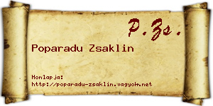 Poparadu Zsaklin névjegykártya
